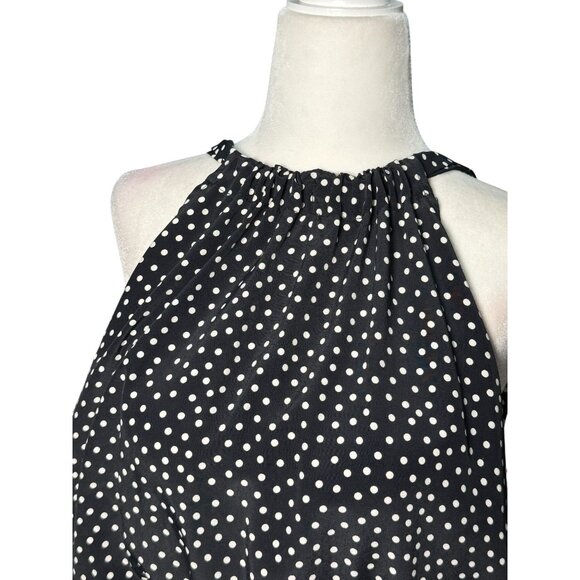 Zara Womens Size S Open Back Black White Polka Dot Halter Wide leg Jumpsuit - Picture 3 of 10